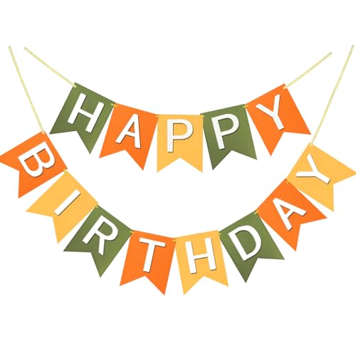 Letjolt Orange Happy Birthday Banner Party Supplies Handmade Pre - Strung Garland Decorations Boho Theme Birthday Exquisite Signs Nursery Hanging Décor 13pcs - color: Orange