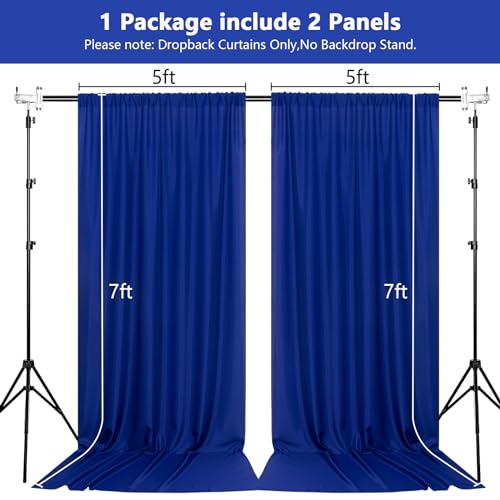 MEETSKY Royal Blue Backdrop Curtains for Parties Blue Curtains Photography Backdrop Drapes for Wedding Birthday Party Baby Showers Rod Pocket Home Sliding Door Decoration, 5ft x 7ft, 2 Panels - color: Royal Blue, size: 60"W x 84"L (Pack of 2)