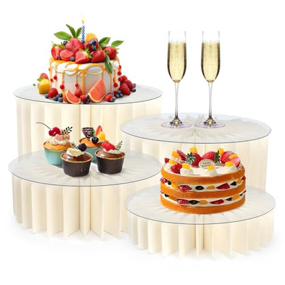 Buffet Risers Food Risers for Buffet Table Acrylic Risers Display Stands Tall Cake Stands Cylinder Stands for Party Pedestal Cake Stand Dessert Table Display Set Cupcake Stands Cupcake Display (4 Pcs White) - size: 4 Pcs White