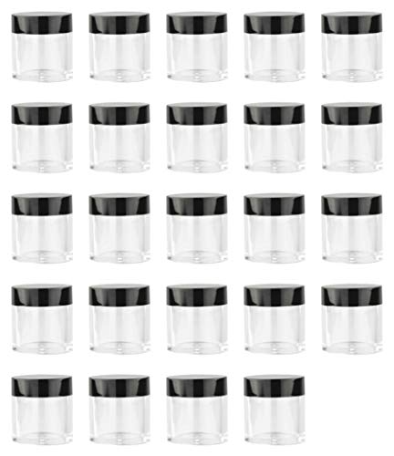 XICHEN (24 Pieces) 10G/10ML Clear Plastic Cosmetic Round Container Jars with BLACK Lids