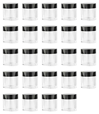 XICHEN (24 Pieces) 10G/10ML Clear Plastic Cosmetic Round Container Jars with BLACK Lids