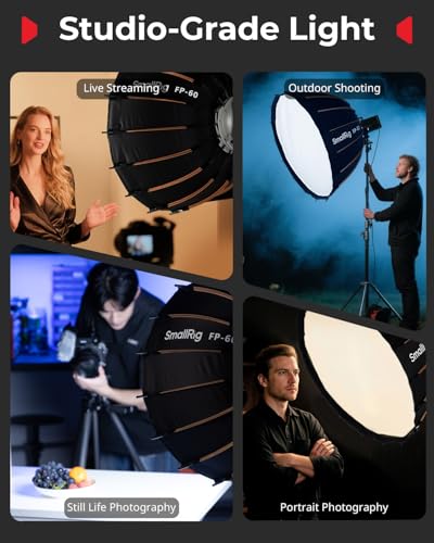 SmallRig FP-60 23.6" Parabolic Softbox with Bowens Mount for Studio Photography, Quick Release Soft Box with Honeycomb Grid, Diffusers, for SMALLRIG RC 220 pro, for Neewer for Godox for Aputure - 5396 - size: 23.6 inches (Black)