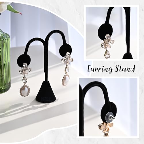 MOOCA 9 Pcs Jewelry Display Set, Necklace Display Bust, Bracelet Holder Stand, Earring Organizer, Ring Holder Stand for Showcase and Store, Black Velvet - color: Style 4, Black Velvet, 9 Pieces