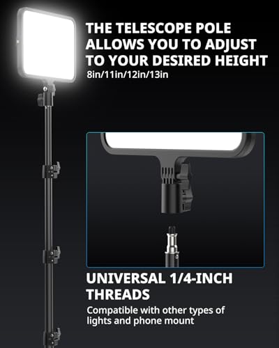 UBeesize 2 Pack LED Video Light Kit, Photography Lighting, 13" Studio Lights with 65" Tripod Stand and Phone Holders, Podcast Lighting for Video Recording,Tiktok,YouTube - size: 2-pack