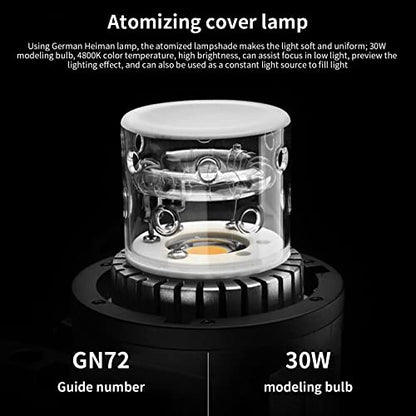 Godox AD400Pro 400Ws Studio Outdoor Strobe Flash Kit, TTL 1/8000s HSS 2.4G GN72 Monolight Light, Lithium Battery with AD-S65S 26"/65cm Godox Mount Grid Softbox, Barn door, Umbrella, Standard Reflector