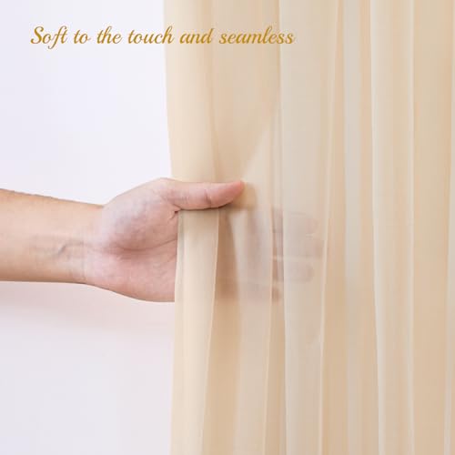 10x10ft Champagne Tulle Backdrop Curtain for Parites, Semi-Sheer Backdrop Curtains for Wedding Baby Shower Birthday Party Photo Shoot Decorations - color: Champagne, size: 10ft x 10ft(2 Panels 5*10ft)
