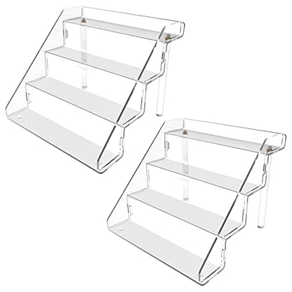 Sezanrpt Clear Acrylic Display Risers Stand Set of 2, Perfume Organizer Holder And Storage, Acrylic Cupcake Stand, Tiered Display Shelf for Funko Pop, Collections, Spice, Nail Polish, 9x8.3x6.7 inch - size: 9x8.3x6.7 inch