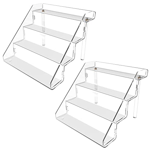 Sezanrpt Clear Acrylic Display Risers Stand Set of 2, Perfume Organizer Holder And Storage, Acrylic Cupcake Stand, Tiered Display Shelf for Funko Pop, Collections, Spice, Nail Polish, 9x8.3x6.7 inch - size: 9x8.3x6.7 inch