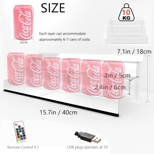 YMVV 15.7 IN Clear Acrylic Display Riser Shelf with LED light,3 Tier Display Step Shelves Holder, Perfume Cologne Organizer Holder,Pops Toys Figures, Clear Cupcake Riser, Dessert Shelf, Decoration on - color: LED+Clear+15.7IN+3 Tier