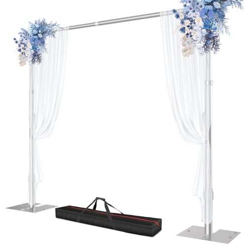 Pipe and Drape Backdrop Stand, 10x10ft Heavy Duty Adjustable Backdrop Frame with Metal Base, Background Holder for Parties Photography Wedding Photoshoot Decoration - color: Silver, size: 10x10ft