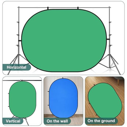 Kate 5x6.5ft(1.5x2m) Collapsible Backdrop Self Tape Blue Green Twist Flex Folding Pop up Backgrounds for Photoshoot, Headshots Photo, Video Calls - color: Blue/Green