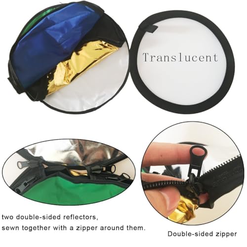 REFLEX CAMERA 7-in-1 31" Photography Reflector (Round)– Translucent/Silver/Gold/White/Black/Blue/Green – Light Diffuser & Chroma Key Background Kit with Carrying Case (80cm/31) - size: 80cm/31"