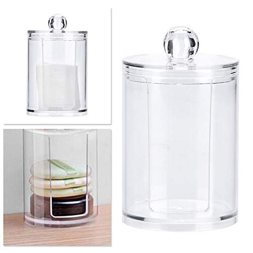Dioche Round Clear Acrylic Makeup Cotton Pad Swab Holder Makeup Cosmetic Storage Organizer Box, Clear Acrylic Cotton Pad Container