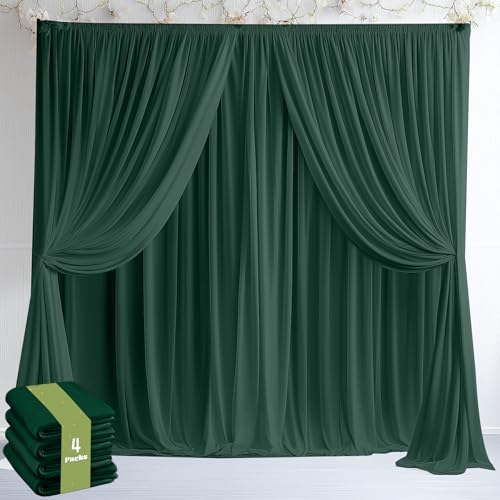 20FT x 10F Blackish Green Backdrop Curtain for Parties, Polyester Curtain Backdrop with Rod Pockets,Photography Photo Booth Backdrop for Wedding,Film Sets,Formal Occasions, Birthday Decoration - color: Blackish Green, size: W5' x H10'(4 panels)