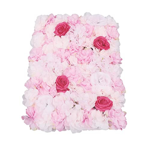 Gdrasuya10 4pcs Realistic Flower Wall Background Artificial Flowers Wall Backdrop Panel 3D Silk Rose Fake Flower Wall Panel Banquet Wedding Party Decor, Photography Background 60 x 40 cm - color: 4pcs, Pink + Rose