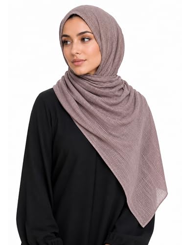 Lightweight Cotton Linen Feel Scarf Shawl Wrap Hijab for Women, Travel Fall Winter Gift - color: Mcspz2530-5#mocha