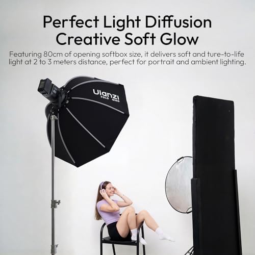Ulanzi QS80 31.5inch/80cm Softbox Octagonal Quick Release Bowens Mount Soft Box with Diffusers,Honeycomb Grid,Storage Bag, Compatible with Most Standards Mount and Ulanzi VL-120C,VL-120Bi,VL-200Bi