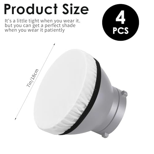 Mabor 2Pcs Light Diffuser, 7"/18cm Round Light Softbox Cover – White Nylon & Oxford Fabric for Studio Strobe, Photography, Soft Even Lighting