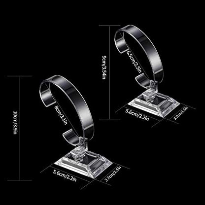 10 Pcs Watch Display Stand Holder, 4 inch/3.5 inch Clear Plastic Watch Display Stand Rack, Round Transparent Bracelet Stand Holder