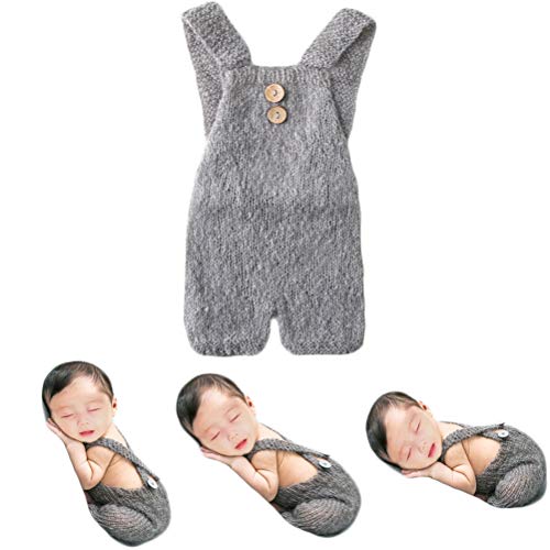 Zeroest Baby Photography Props Boy Girl Photo Shoot Outfits Newborn Crochet Infant Knitted Clothes Mohair Outfit - color: Grey