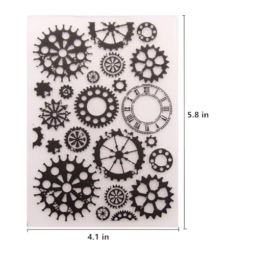 Gears Background Pattern Plastic Embossing Folder, 3D Textured Impressions Gear Wheel Background Embossing Folder Template for Card Making Scrapbooking Paper Craft Album Stamps DIY Décor - color: Gear Wheel