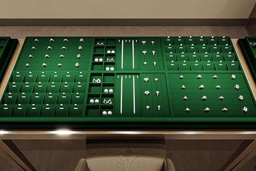 24 Girds Velvet Jewelry Ring Tray Earring Organizer Tray Jewelry Organizer Display Trays for Ring Earrings Storage (Green) - size: 24 Grid