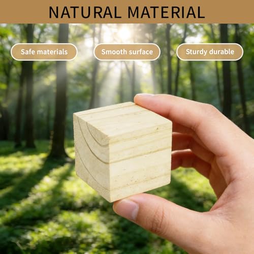 6 Pack Wooden Cubes Wood Block Unfinished Square Blocks 2 Inch