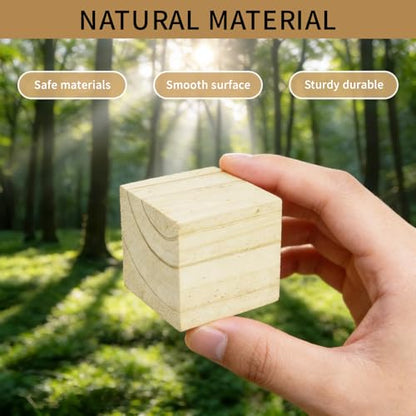 6 Pack Wooden Cubes Wood Block Unfinished Square Blocks 2 Inch