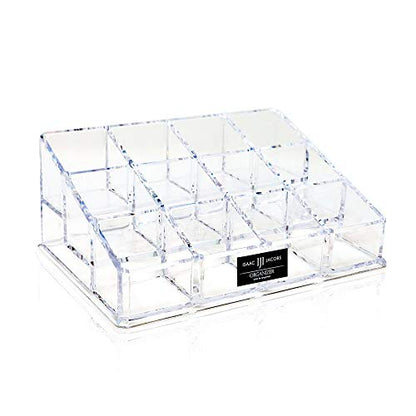 Isaac Jacobs Clear Acrylic 12 Compartment Nail Polish Holder, Organizer for Makeup, Essential Oils, Storage Solution, Rack Display (3 Rows (x4)) - size: 3 Rows (X4)