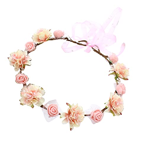 DDazzling Girls Breath Crown Flower Girl crown Floral Headband Wedding Hair Wreath Photo Props (Baby Pink) - color: Baby Pink
