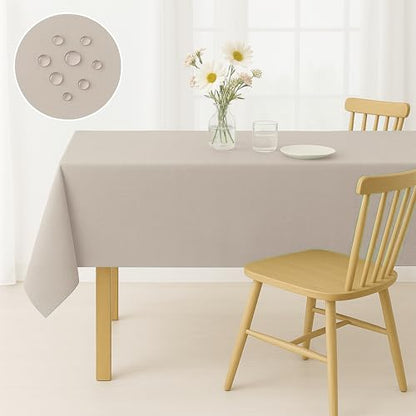 Tablecloths 60x102 Inches Textured Fabric,Natural Water Resistant Spill Proof Table Cloth Table Covers for Dining, Wedding and Parties，Natural - color: Natural, size: 60" x 102" (Rectangular)