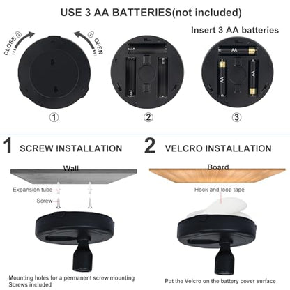 HAMVIDNE LED Spotlights, Battery Powered Picture Lights, Uplighting Indoor, Puck Light with Remote, Plant & Wall Art Display Dartboard Closet Spotlights, Black - color: Black, size: 2 Pack