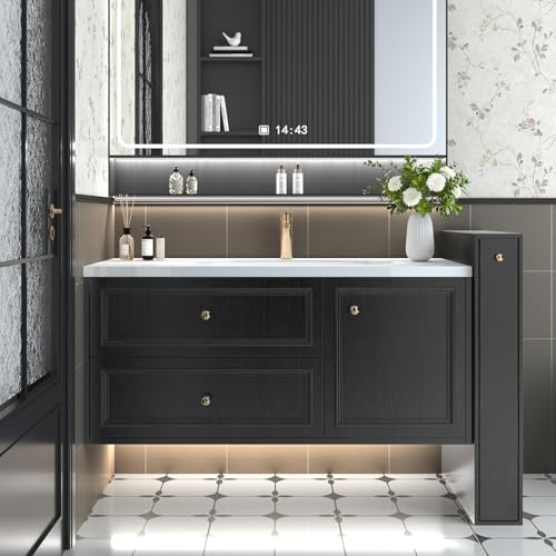 Abyssaly Peel and Stick Wallpaper Black Wood Contact Paper Decorative Self-Adhesive Film for Surfaces Easy to Clean Thickening Upgrade Increase Stomata and Reduces Bubble Generation 11.8 in X 78.7 in - color: Black, size: 11.8" x 78.7"