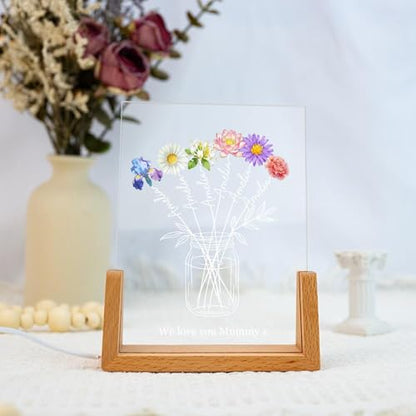 Personalized Grandma's Garden Night Light, Custom Birth Month Flowers and Kids Name LED Night Light, Family Bouquet Decor, Mothers Day Gift, Mom Gift, Grandma Gifts - color: Style 1