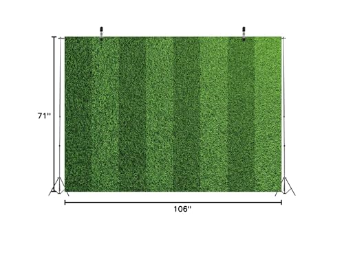 BELECO 9x6ft Fabric Green Grass Lawn Backdrop Football Stadium Soccer Field Sports Game Lawn Background for Party Decorations Photo Studio Props - size: 9x6FT