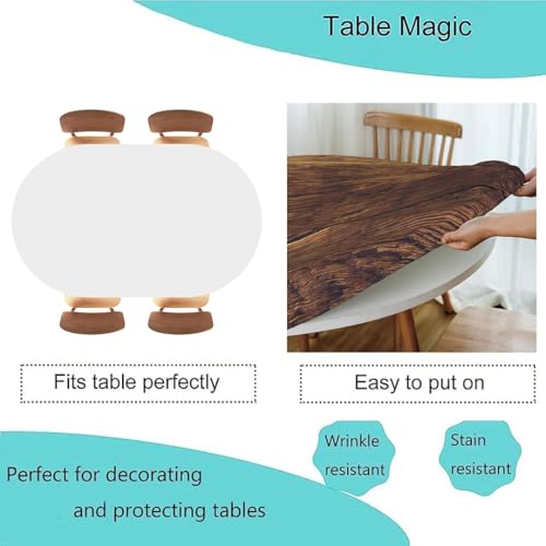 Wood Texture Background Oval Fitted Tablecloth Elastic Edge Wipeable Waterproof Terrace Picnic Party Decoration Table Cloth Cover, Fits 52"x70" Oval Tables, Style49 - color: Wood Texture -12, size: 52" x 70" (Oval)