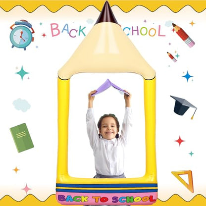 Colingmill 55 Inch Christmas Gingerbread House Photo Frame Inflatable Balloon Decorations Photo Backdrop Booth Selfie Frame Background for Xmas Party Supplies(Pencil) - style: Pencil