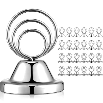 Fulmoon 24 Pcs Mini Table Number Holders Place Card Holders 1.5 Inch Steel Table Sign Stands for Wedding Graduation Reception Restaurant Home Photo Picture Office Memo(Silver) - color: Silver