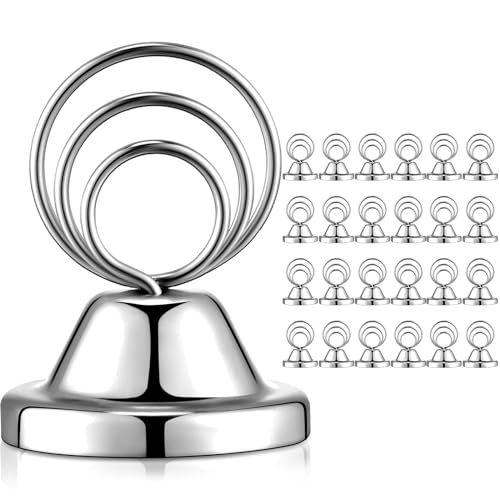 Fulmoon 24 Pcs Mini Table Number Holders Place Card Holders 1.5 Inch Steel Table Sign Stands for Wedding Graduation Reception Restaurant Home Photo Picture Office Memo(Silver) - color: Silver