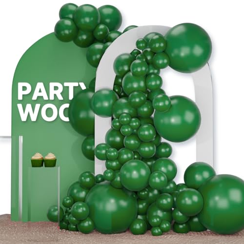 PartyWoo Dark Green Balloons 120pcs Different Sizes of 18 12 10 5 Inch Emerald Hunter Forest Green Balloon Arch Kit for Birthday Christmas Graduation Dinosaur Jungle Theme Party Decorations Green-Y56 - color: Green-y56
