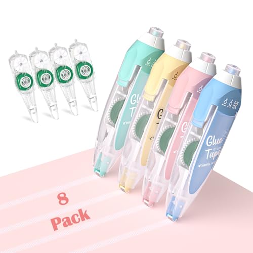 CHANGLi 8pack Refillable Glue Tape for Scrapbook, 16FT*1/5 Inch Double Sided Tape for Crafts, Scrapbooking Supplies, Replacement Glue Tapes, Reusable Glue Tape for Gift Wrapping, Photo - color: Multicolor