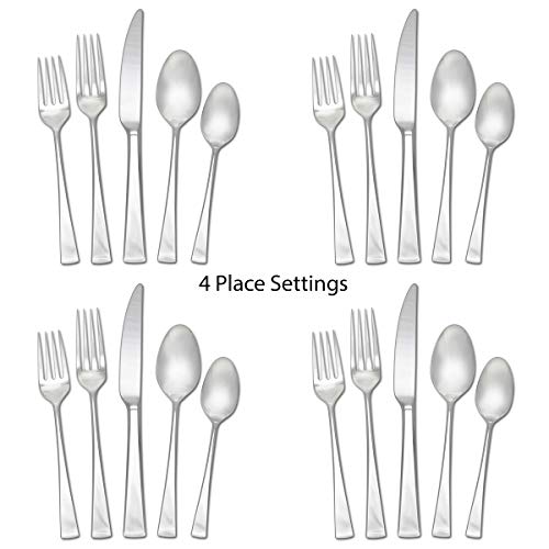 Mikasa Lucia 20 Piece Flatware Set, 18/10 Stainless Steel Silverware, Service for 4, Modern Design, Rust Resistant, Dishwasher Safe (Pack of 2) - size: 20-Piece Flatware Set, Service for 4 (Pack of 2), style: Lucia