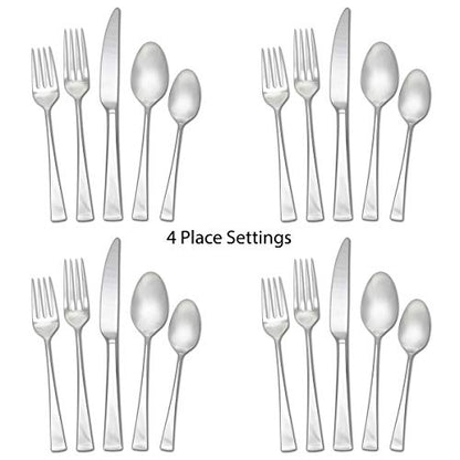 Mikasa Lucia 20 Piece Flatware Set, 18/10 Stainless Steel Silverware, Service for 4, Modern Design, Rust Resistant, Dishwasher Safe (Pack of 2) - size: 20-Piece Flatware Set, Service for 4 (Pack of 2), style: Lucia