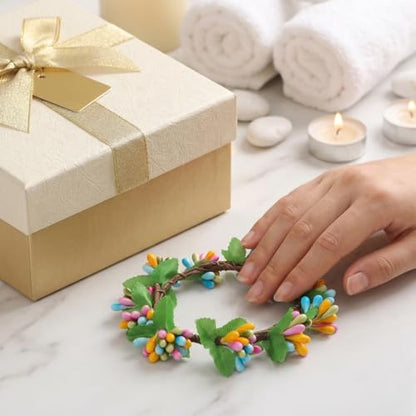 MAGICLULU Easter Candle Rings, 5pcs Artificial Berry Floral Spring Wreaths Decor for Votive Tea Lights, Table Centerpiece, Home Door Window Festival Decoration