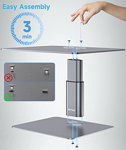 BoYata Monitor Stand, Adjustable Monitor Riser Metal Computer Stand Compatible with TV, PC, Laptop, Computer, iMac, and All Screen Display-Space Grey - color: Space Grey