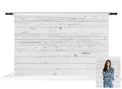 Kate 10x6.5ft White Wood Wall Shiplap Backdrop for Photography Retro Wooden Wall Portrait Background Photo Fabric Studio Props - size: 10x6.5ft
