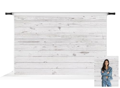 Kate 10x6.5ft White Wood Wall Shiplap Backdrop for Photography Retro Wooden Wall Portrait Background Photo Fabric Studio Props - size: 10x6.5ft