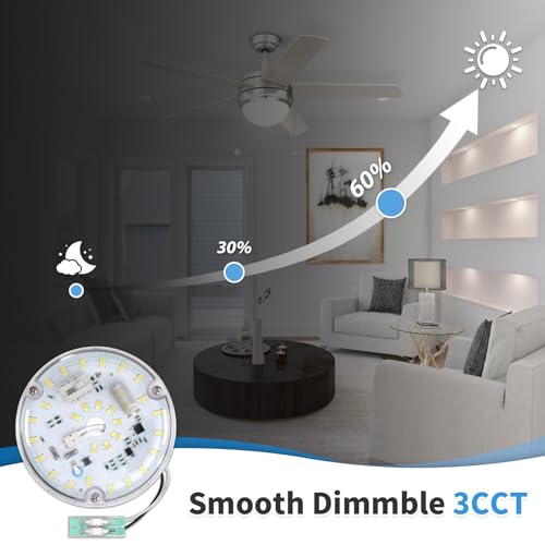4 Inch Ceiling Fan LED Light Replacement, 18W 2200LM 3000K 4000K 5000K LED Ceiling Fan Light Kit, Ceiling Fan Light Kit Replacement, 120V, CRI90, Dimmable - color: 3CCT 3000/4000/5000K