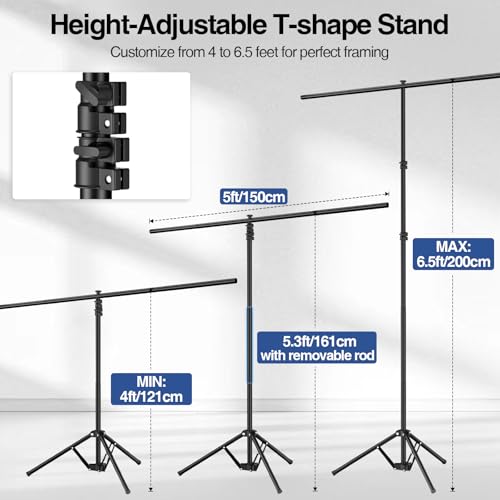 5x7ft Green Screen Backdrop Kit with Stand, Portable Greenscreen Background Includes Foldable T-Stand, 6 Clips and Carry Bag for Streaming, Gaming, Meeting, Video Production, Photography - size: 5x7ft