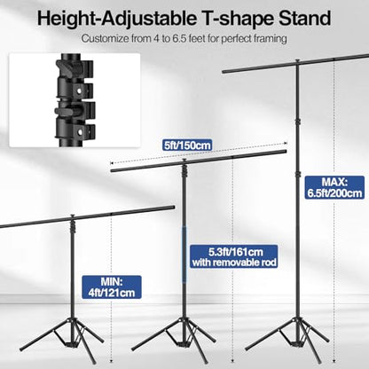 5x7ft Green Screen Backdrop Kit with Stand, Portable Greenscreen Background Includes Foldable T-Stand, 6 Clips and Carry Bag for Streaming, Gaming, Meeting, Video Production, Photography - size: 5x7ft